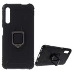 For Huawei Honor 9X (For China) Shockproof TPU Shell with Finger Ring Kickstand – Black