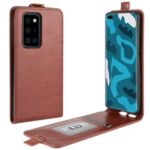 Crazy Horse Vertical Leather Case with Card Slot Protective Cover for Huawei P40 Pro – Brown
