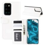 Crazy Horse Texture PU Leather Case with Wallet Stand Phone Shell for Huawei P40 Pro – White
