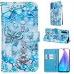 PU Leather Vivid Pattern Phone Stand Cover for Xiaomi Redmi Note 8T – Butterfly and Tower