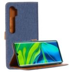 Jeans Cloth Leather Wallet Flip Case for Xiaomi Mi CC9 Pro/Mi Note 10/Mi Note 10 Pro – Dark Blue