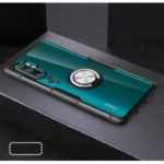 Finger Ring Kickstand TPU + PC + Metal Cell Phone Casing with Magnetic Metal Sheet for Xiaomi Mi CC9 Pro/Note 10 – Silver/Black