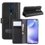 Split Leather Protection Casing with Stand Wallet for Xiaomi Redmi K30 – Black