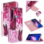 Cross Texture Pattern Printing Leather Wallet Cover for Xiaomi Redmi Note 8 – Butterfly