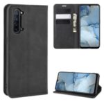 Silky Touch Auto-absorbed Flip Leather Wallet Stand Case for OPPO Reno3 – Black
