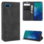 Silky Touch Auto-absorbed Flip Leather Wallet Stand Case for Oppo Reno A – Black