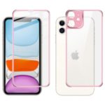 IMAK Full Covering Metal Frame Tempered Glass Screen Film + Back Film for Apple iPhone 11 6.1 inch – Rose Gold