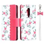 Pattern Printing PU Leather Wallet Phone Case with Strap for OnePlus 7T Pro – Rose