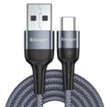 ESSAGER 1M Nylon Braided Type-C USB Data Sync Fast Charger Cable for Samsung Huawei Xiaomi – Grey