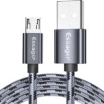 ESSAGER 1M Nylon Braided Micro USB Data Sync Charger Cable Cord for Samsung Huawei Xiaomi – Dark Grey