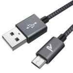 RAMPOW M08 Micro USB to USB Nylon Braided Data Sync Charging Cord, 2M – Black