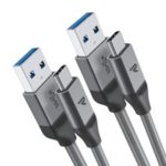 2Pcs/Set RAMPOW T06 Type-C to USB 3.0 Nylon Braided Charging Cables 2m Data Sync Charging Cables Cords