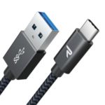 RAMPOW T04 Type-C to USB 3.0 Nylon Braided Data Sync Charging Cable, 2M – Black