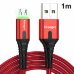 ESSAGER Micro USB to USB Nylon Braided Data Sync Charging Cord with LED Indicator 1m – Red