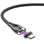 ESSAGER 1.5m Nylon Braided Magnetic Connecting USB to Type-C 5A Fast Charging Cable Data Transmission Cord Cable – Black