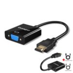 ESSAGER HDMI to VGA + Micro Power Supply + 3.5mm Audio Converter – Black