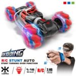 RC Stunt Car 4WD Watch Gesture Sensor Control Deformable Electric Car All-Terrain Transformable for Kids with LED Light Music – Red
