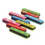Wooden Cover Colorful Tremolo Harmonica 16 Holes Kids Musical Instrument Educational Toys