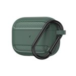 WIWU Carbon Fiber Grain Silicone Shell with Hook for Apple AirPods Pro – Dark Green