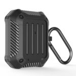 WIWU APC006 Silicone Cover with Hanging Buckle for Apple AirPods with Wireless Charging Case (2019) / AirPods with Charging Case (2019) – Black