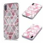 Marble Pattern Rose Gold Electroplating IMD TPU Back Case for iPhone XS/X 5.8 inch – White / Pink