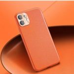 Matte Leather Grain PC Back Case with Metal Lens Protector for iPhone 11 Pro Max 6.5 inch – Orange