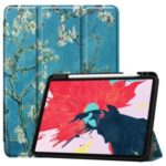 Pattern Printing Tri-fold Stand Leather Special Case for iPad Pro 11-inch (2020) – Peach Blossom