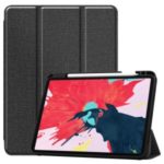 Jeans Texture Tri-fold Stand PU Leather Tablet Casing with Pen Slot for iPad Pro 11-inch (2020) – Black