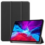 Tri-fold Stand Leather Smart Case Support Apple Pencil Charging for iPad Pro 12.9-inch (2020) – Black
