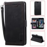 Vintage Splicing Style Wallet Stand Leather Phone Shell for iPhone 7 Plus/8 Plus 5.5 inch –  Black