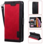 Vintage Splicing Style Wallet Stand Leather Phone Casing for iPhone XS Max 6.5 inch –  Red