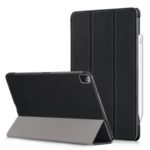 Litch Skin PU Leather Tri-fold Stand Tablet Case for iPad Pro 11-inch (2020) – Black