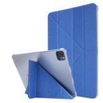 Origami Stand Silk Texture Leather Smart Case for iPad Pro 12.9-inch (2020) – Dark Blue