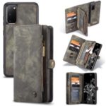 CASEME 008 Series 2-in-1 Multi-slot Wallet Retro Split Leather Phone Cover for Samsung Galaxy S20 – Grey