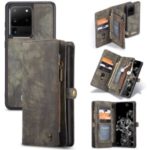 CASEME 008 Series Split Leather Wallet Phone Case for Samsung Galaxy S20 Ultra – Grey