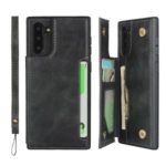 For Samsung Galaxy Note 10 Button Flip PU Leather Coated TPU Wallet Phone Shell – Black