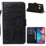 Imprinted Dream Catcher Flower Leather Wallet Case for Samsung Galaxy A20e/A10e – Black