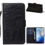Imprinted Dream Catcher Flower Leather Wallet Stand Case for Samsung Galaxy S20 – Black