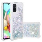 Liquid Glitter Powder Quicksand Shockproof TPU Case for Samsung Galaxy A71 – Silver Love Hearts