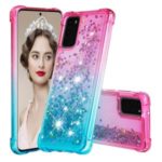 Gradient Glitter Powder Quicksand TPU Case for Samsung Galaxy S20 – Rose / Baby Blue