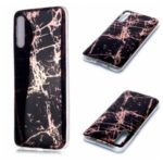 Marble Pattern Electroplating IMD TPU Back Case for Samsung Galaxy A70 – Black