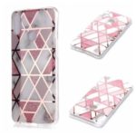 Marble Pattern Electroplating IMD TPU Shell for Samsung Galaxy A10s – White/Pink