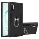 Detachable 2-in-1 Plastic + TPU Hybrid Phone Case with 360-Degree Rotating Kickstand for Samsung Galaxy Note 10 Plus / Note 10 Plus 5G – Black