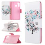 Pattern Printing Wallet Leather Flip Phone Cover for Samsung Galaxy A21 – Colorized Tree