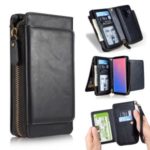 Retro Style Zipper Round PU Leather 2-in-1 Wallet Mobile Cover Case for Samsung Galaxy S9 – Black
