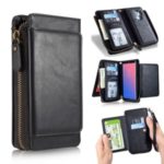 Retro Style Zipper Round PU Leather 2-in-1 Wallet Mobile Cover Case for Samsung Galaxy S9 Plus – Black