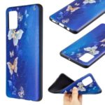 Embossment Pattern Printing TPU Phone Cover for Samsung Galaxy A51 – Blue Butterfly