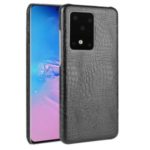 Crocodile Skin PU Leather Coated Hard PC Shell for Samsung Galaxy S20 Ultra / S20 Ultra 5G – Black