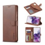 LC.IMEEKE Leather Wallet Case for Samsung Galaxy A71 – Coffee