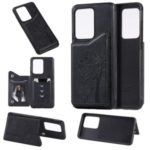 Imprinted Cat Tree Leather Coated TPU Back Case with Card Slot for Samsung Galaxy S20 Ultra – Black